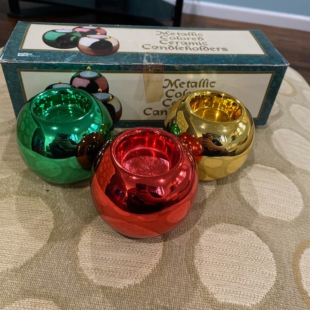 metallic coloured ceramic candler holders